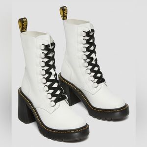 Dr. Martens Chesney Leather Flared Heel Lace Up Boots